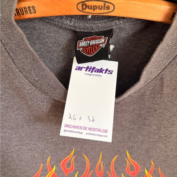 Vintage HARLEY DAVIDSON FLAMES GREY SHIRT 2XL - Picture 3 of 5